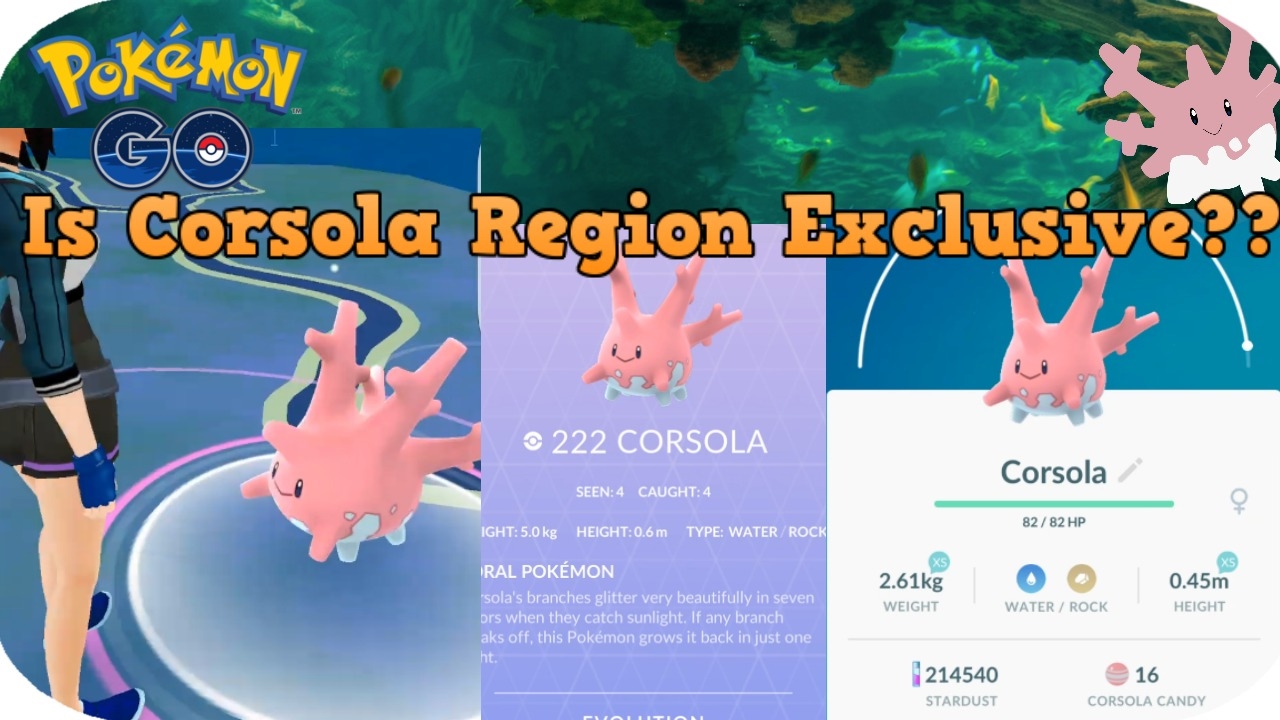 Corsola Pokemon GO Gen 2 Region Exclusives Confirmed