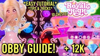 DUNGEON OBBY *EASY GUIDE* TIPS & TRICKS 😱 + 10 CHEST LOCATIONS 12K + DIAMONDS💎| Royale High 🏰