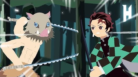 Tanjirou VS Inosuke (Short Animation) | Stick Nodes |