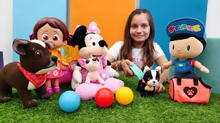 Çizgi film oyuncakları! Niloya, Pepee ve Minnie Mouse'un köpeklerine bakım yapalım!