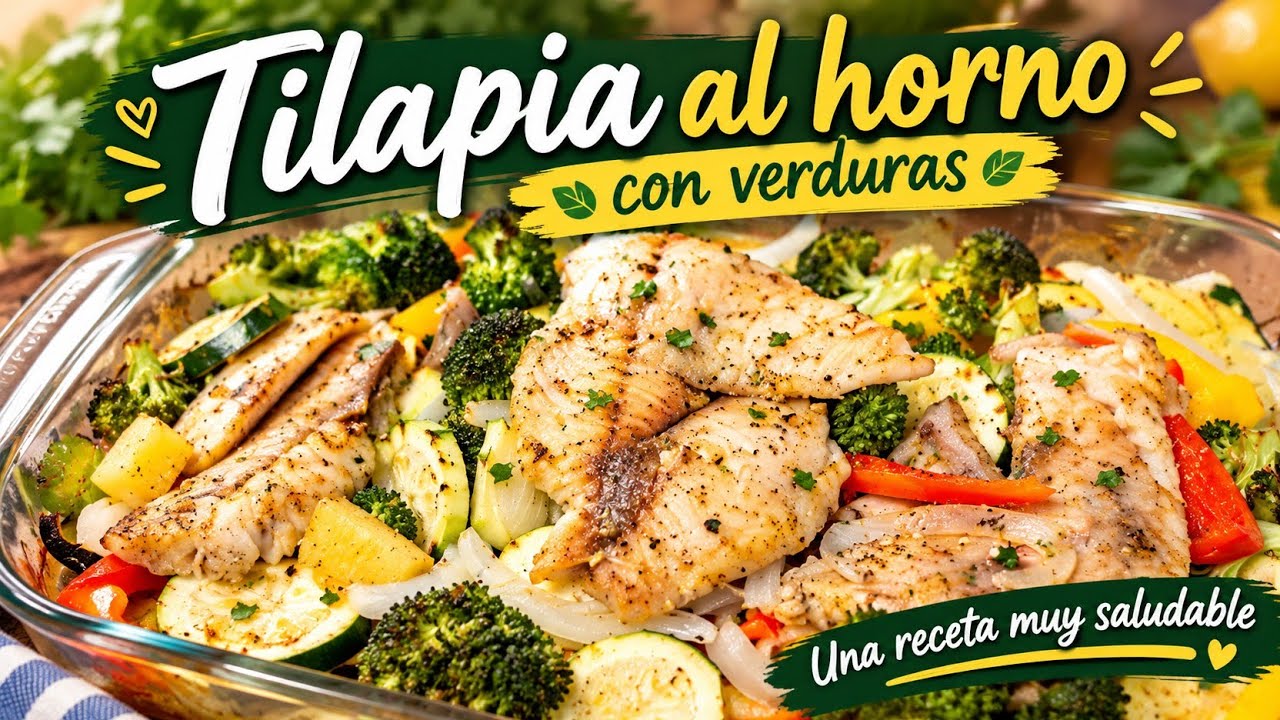 TILAPIA AL HORNO CON VERDURAS | RECETAS SALUDABLES 💪🏻