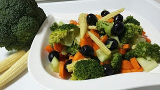 For salad broccoli baby corn carrot cucumber olives for. dressing
olive oil pepper powder salt lemon juice vinegar