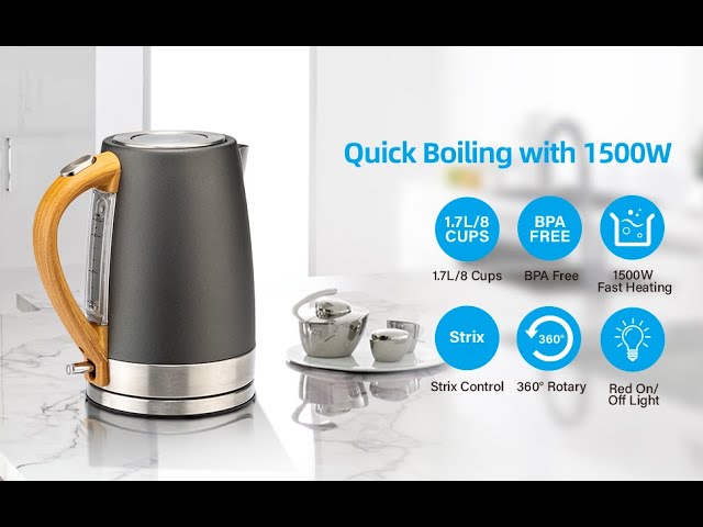 SULIVES Electric Kettle, 1.7L Stainless Steel Tea Kettle with Temperature  Gauge, 1500W Water Boiler with LED Light, BPA-Free, Auto Shut-Off and