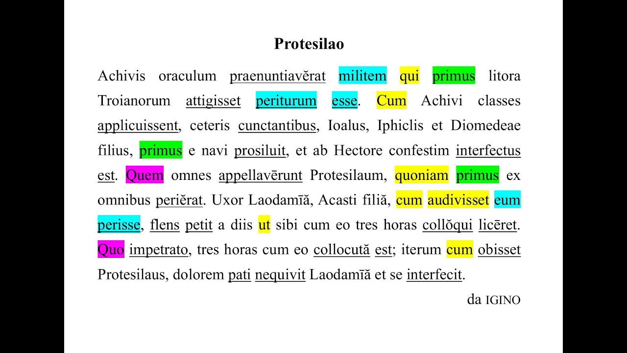 Protesilao (da Igino) : traduzione dal latino in italiano di un brano