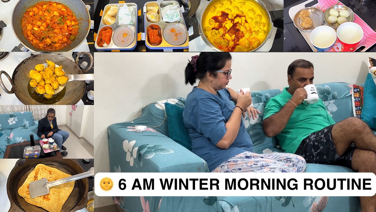 🌞 6 AM MORNING ROUTINE ON WINTER WEEKEND | Kids School Lunchbox, Breakfast | Dinner/Lunch Recipe