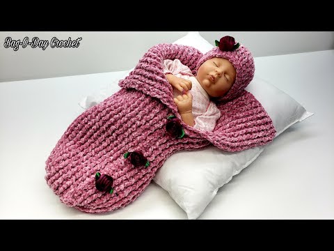 how-to-crochet-a-baby-cocoon-with-hat-|-serenity-sleep-sack-|-bag-o-day-crochet-tutorial-#618