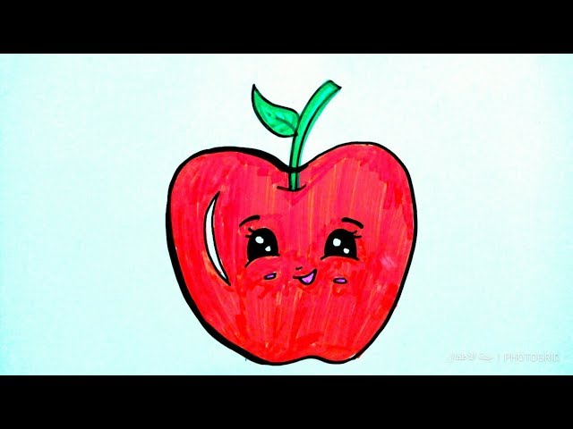 رسم تفاحة وتلوينها للاطفال والمبتدئين | بكل سهولة خطوة بخطوة - YouTube