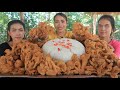 Yummy cooking fried mushroom eat with rice recipe - fried mushroom