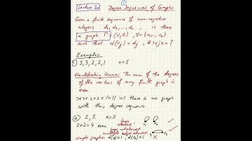 20 Combinatorics Intro: Degree sequences, graphic sequences, Havel-Hakimi theorem
