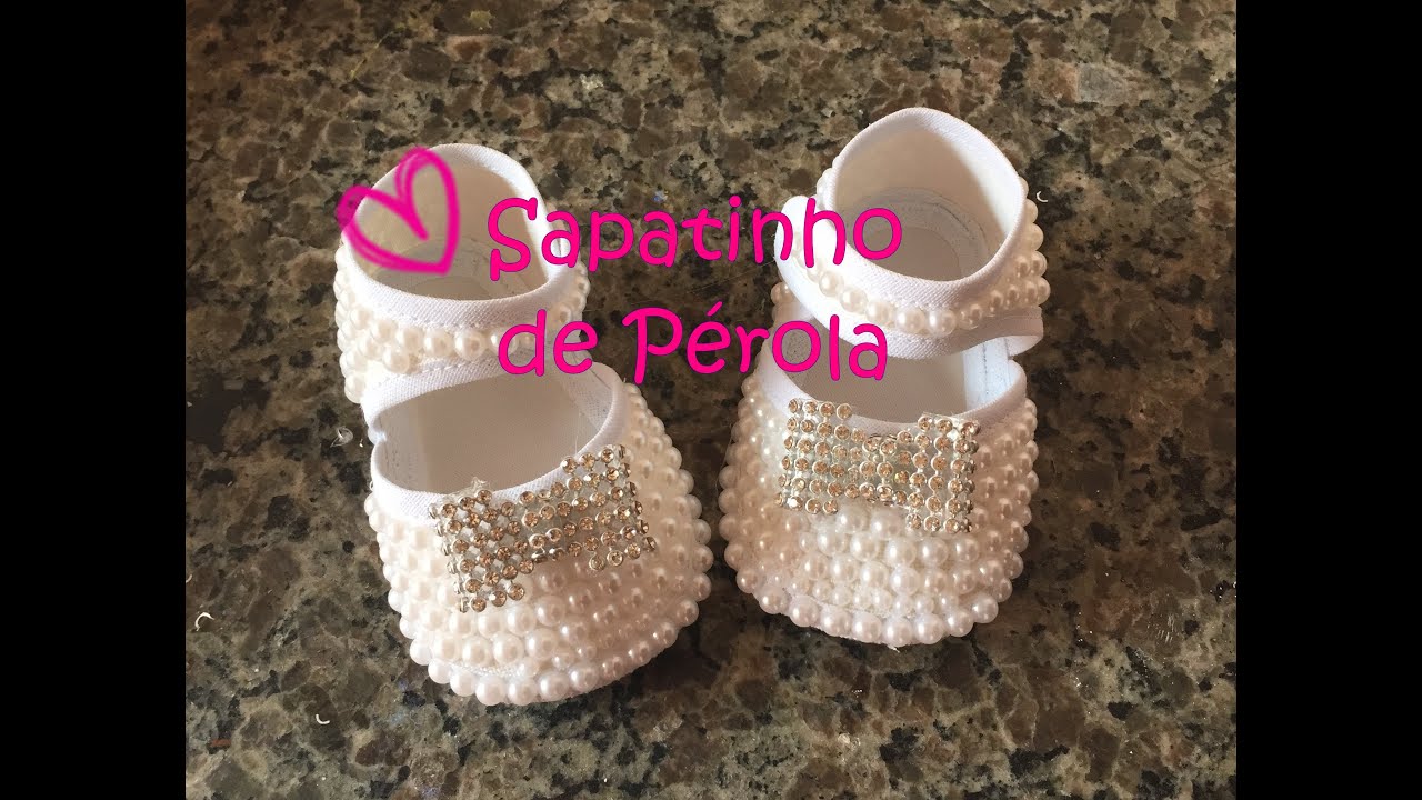 sapato customizado com perola infantil
