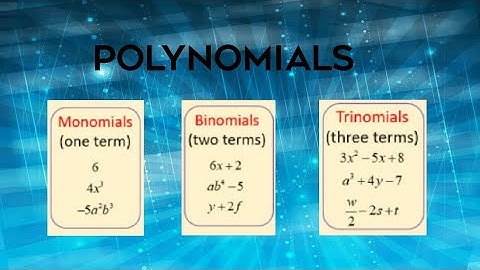 Polynomials II Types of Polynomials lI monomial, Binomial, Trinomial.