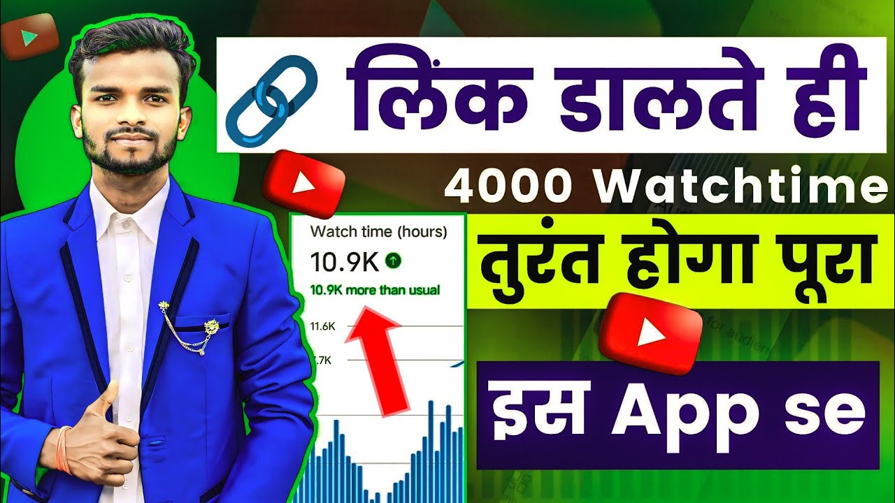 🔗लिंक डालते ही 4000 Watchtime पूरा करो | Subscriber kaise badhaen | 4000 Watchtime kaise pura karen