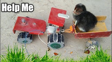 diy tractor hen chick rescue || diy tractor making science project ||make a tractor ‎@Mini rustic