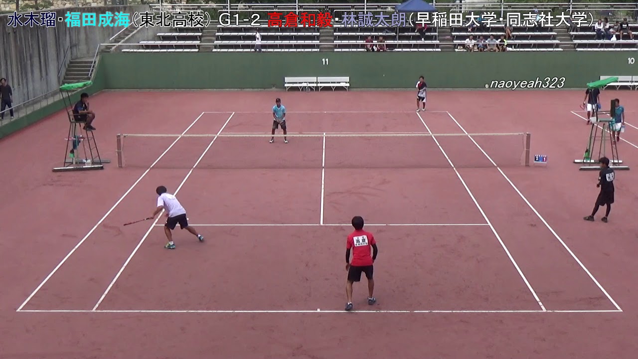 2018年 JOC ソフトテニス U20男子 ダブルス 1回戦 水木・福田（東北高校） 対 高倉・林（早稲田大学・同志社大学）