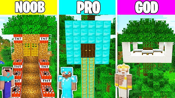 JUNGLE TREE HOUSE BUILD CHALLENGE - NOOB vs PRO vs GOD in Minecraft Battle / Animation