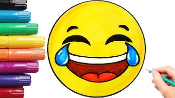 How to Draw Laughing Tears of Joy Emoji Easy