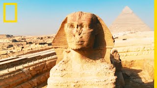 Le Sphinx de Gizeh, creusé à même la roche