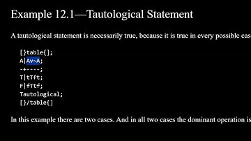 Logic 0 — Example 12.1 — Tautological Statement