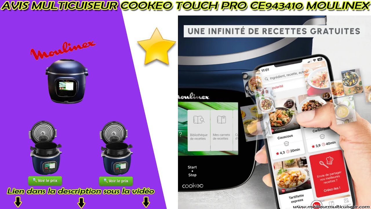 Comparer les prix : Cookeo MOULINEX cookeo touch wifi pro bleu