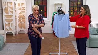 Joan Rivers Georgette Split V-Neck Pintuck Blouse on QVC