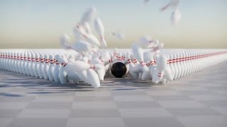 100 mph Bowling Ball Vs 1000 Bowling Pins Blender Rigid Body Simulation