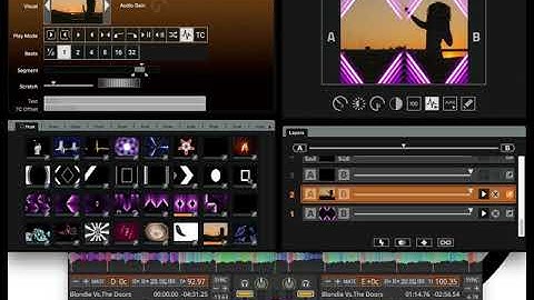GrandVJ is driven by Mixxx. Looping synchronized with the BPM of TrackDJ.