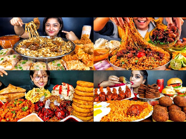 ASMR EATING MAGGI NOODLES CHICKEN LOLLIPOP NOODLES WITH RICE PAPPER EATING SHOW EATING VIDEOS 