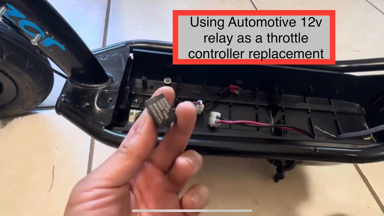 Replacing throttle, grip and controller on Razor E100 E90 E95 scooter, 12v automotive relay $5 fix