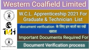 W.C.L Apprentice Document Verification || Shortlisted candidate for document verification