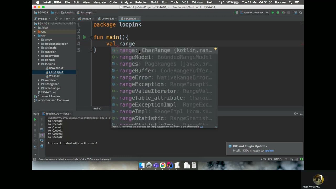 Belajar Kotlin - While, Do While & For Loop