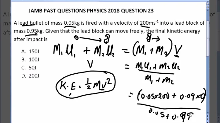 JAMB PAST QUESTION PHYSICS 2018 QUESTION 24 Velocity and Kinetic Energy of impact substances