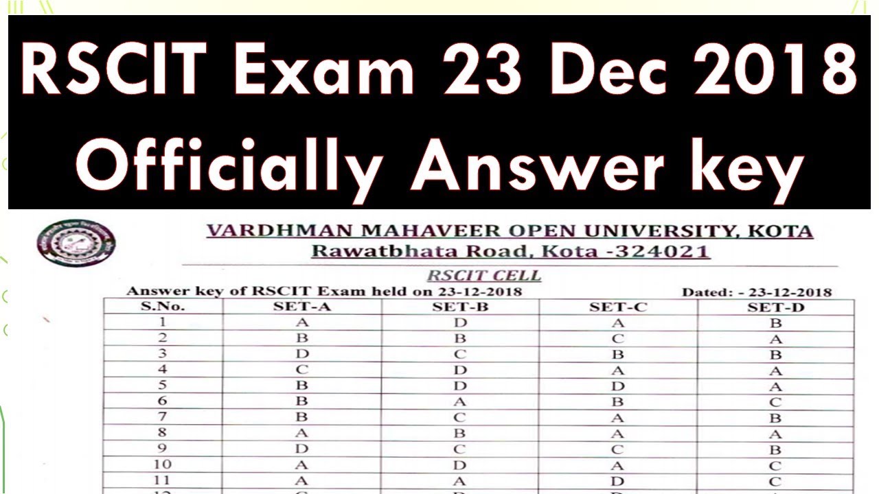 answer key of rscit