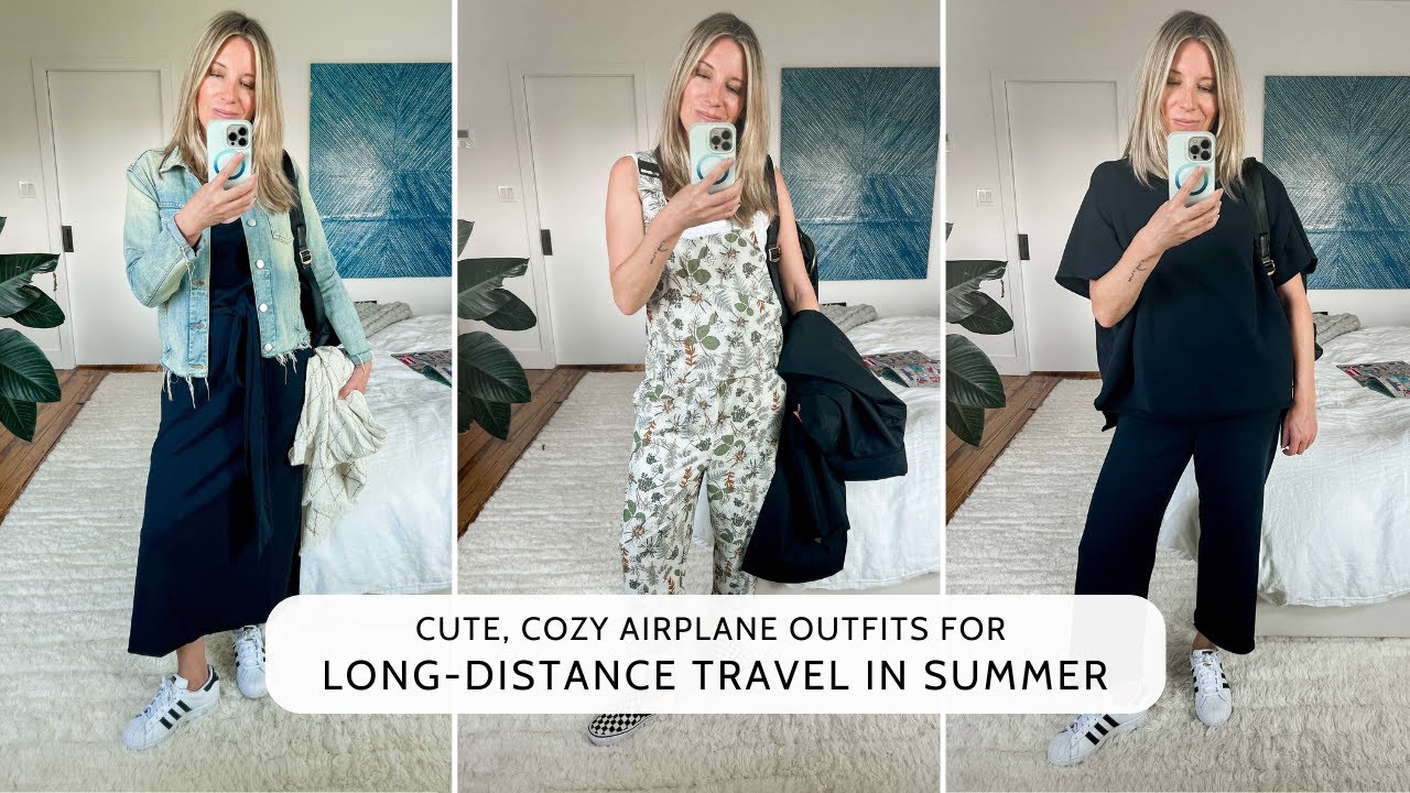 Cozy & Comfy Travel Outfit Ideas For Long Summer Flights - The Mom Edit