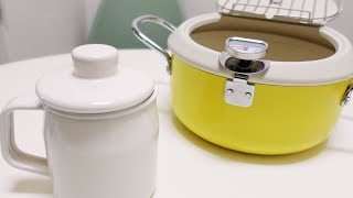 【楽天市場購入品】バット付き揚げ物鍋と富士ホーローのミニ（0.35L）オイルポットを購入。開封レビューと実際に使ってみた感想をご紹介。