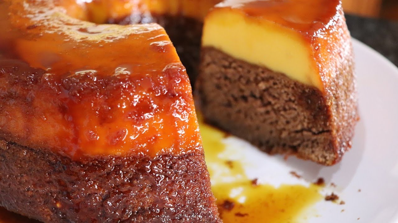 Bolo Pudim de Laranja e Chocolate