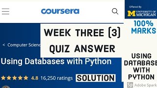 Using Database With Python week 3 quiz answer || Multitable relational Sql week 3 quiz answer 2020