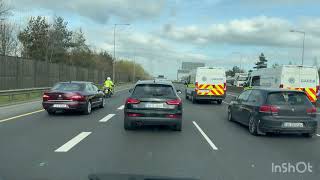 Traffic Jam on M50 Dublin During Protest and Police Road Block