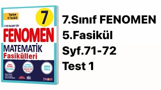 7.Sinif Fenomen 5.Fasi̇kül S.71-72 Test 1