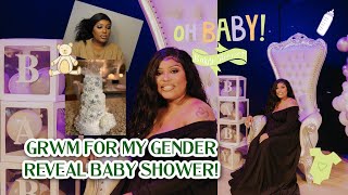 VLOGMAS! GRWM for my winter wonderland baby shower \& gender reveal!