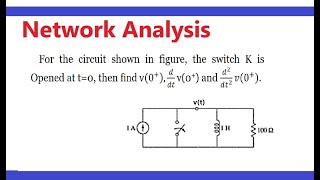 # Find  v,   dv/dt   and  d²v/dt²  at  t=0+.                     Parallel  R L circuit