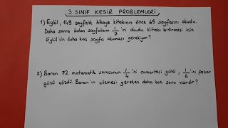 3 Sınıf Kesir Problemleri Inıf Şfet 