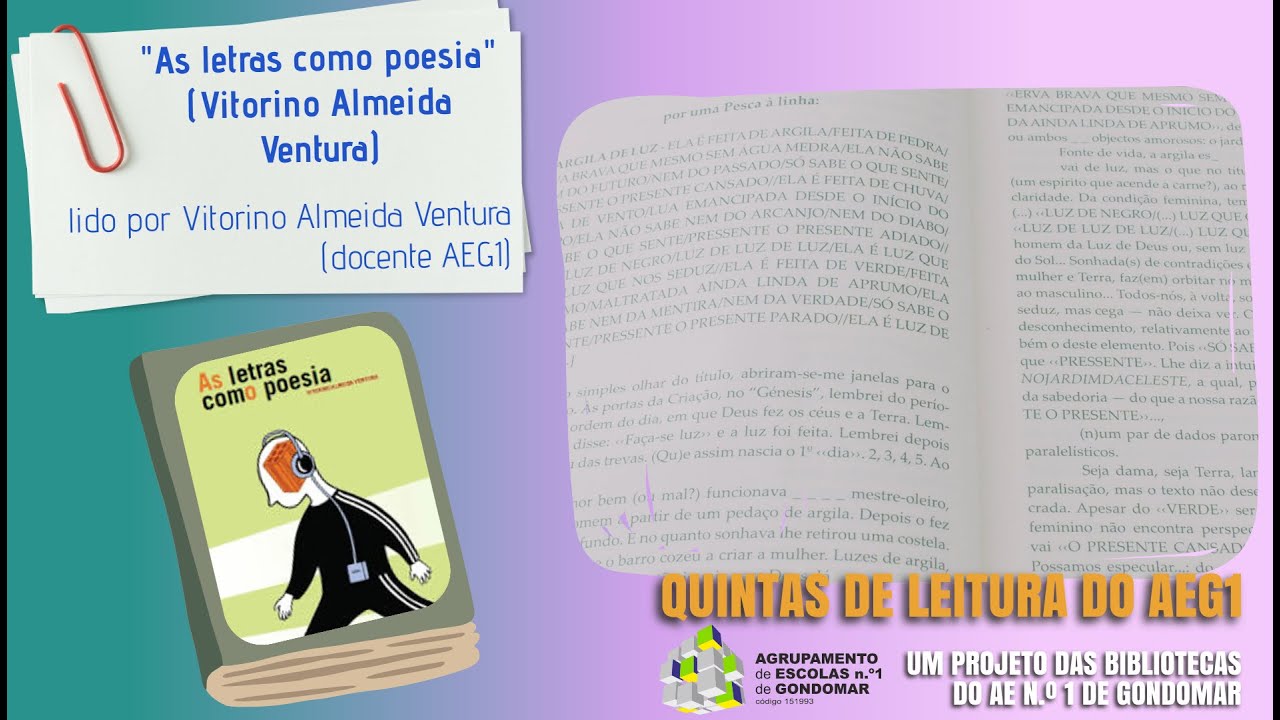 Vitorino Ventura, docente do AEG1, a ler o seu livro As Letras