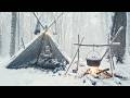 Surviving 2 Days in an Extreme -31°C SNOWSTORM in a Hot Tent With Luxury Meals