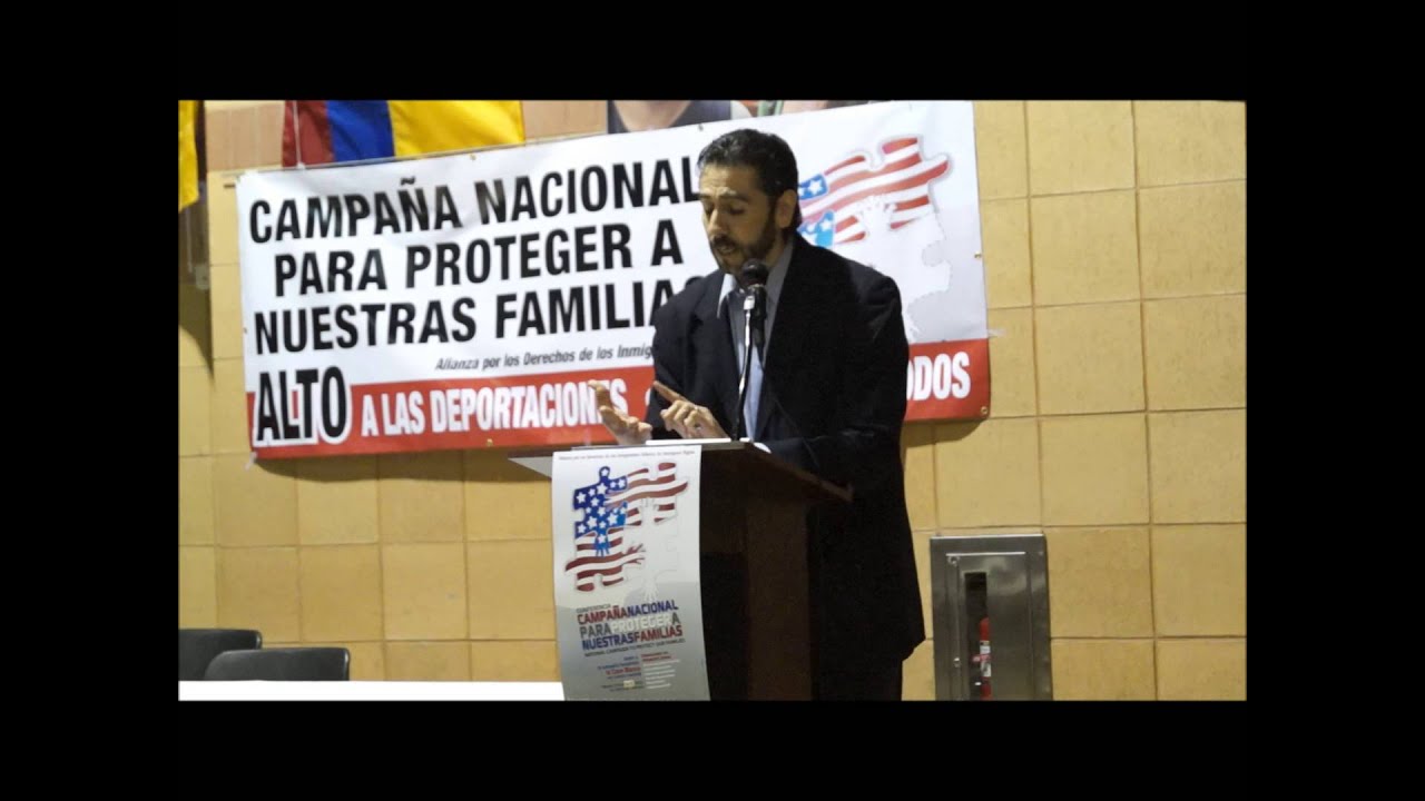 Alonso Rivas, MALDEF Attorney speaking at Alliance for Immigrant Rights ...