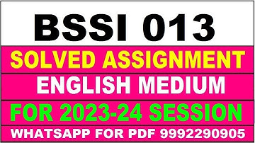 bssi 013 solved assignment 2023-24 | bssi 13 solved assignment in english 2024 | bssi 13 2024