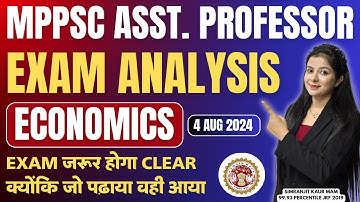 MPPSC Assistant Professor Economics Exam Analysis 4 August 2024 | Answer Key | By Simranjit Kaur Mam