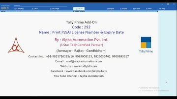 Tally Add On : Print FSSAI License Number & Expiry Date in TallyPrime software.