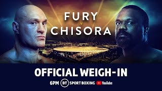 Tyson Fury and Dereck Chisora weigh-in 24 hours before they battle for WBC World Heavyweight Gold