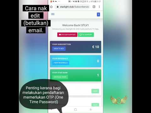 Cara Nak Tukar Email Dalam Starlight TV Account Profile