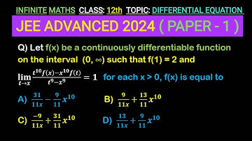 JEE Advanced 2024 Maths Solutions | Paper 1 | #jee #jeeadv #jeeadvanced2024 #differentialequation